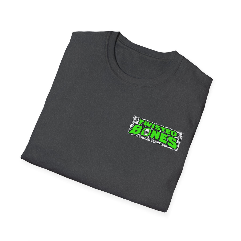 Twisted Bones Graphic Tee — Neon Green Skull Logo T-Shirt