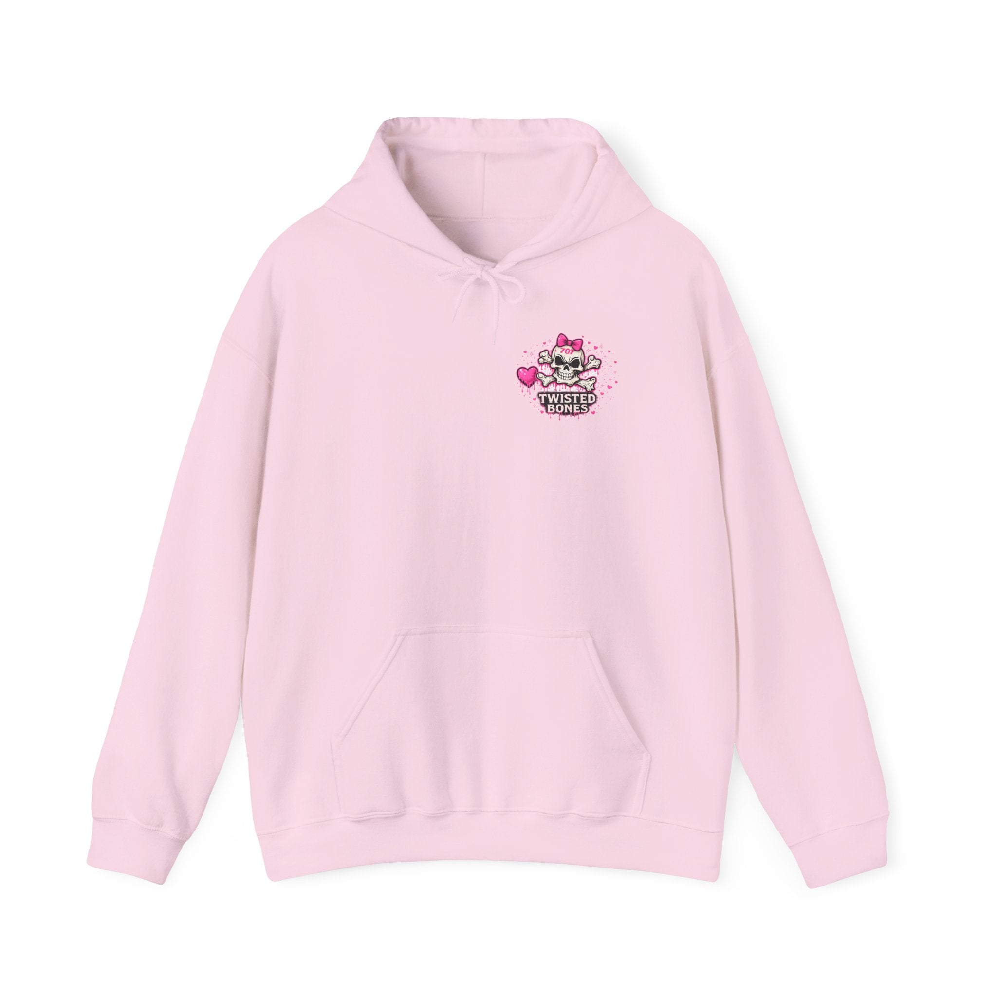 Twisted Bones Pink Skull Hoodie — Cute Gothic Skull Sweatshirt