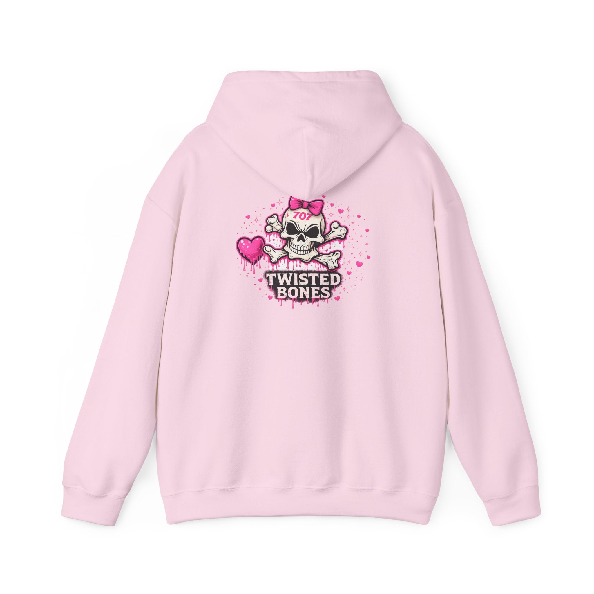 Twisted Bones Pink Skull Hoodie — Cute Gothic Skull Sweatshirt