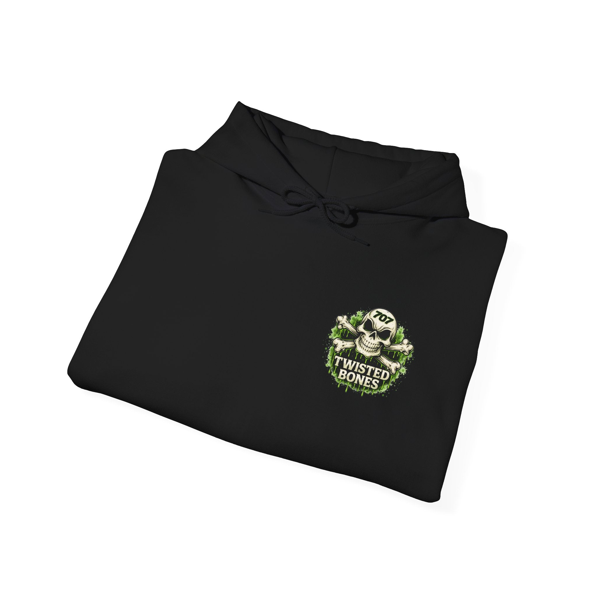 Skull Hoodie - 'Twisted Bones' Green Skull Logo Pullover