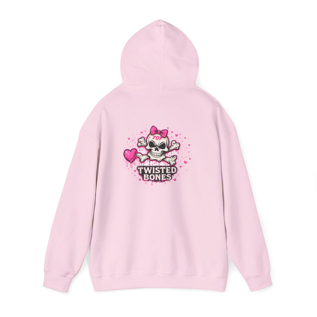 Twisted Bones Pink Skull Hoodie — Cute Gothic Skull Sweatshirt