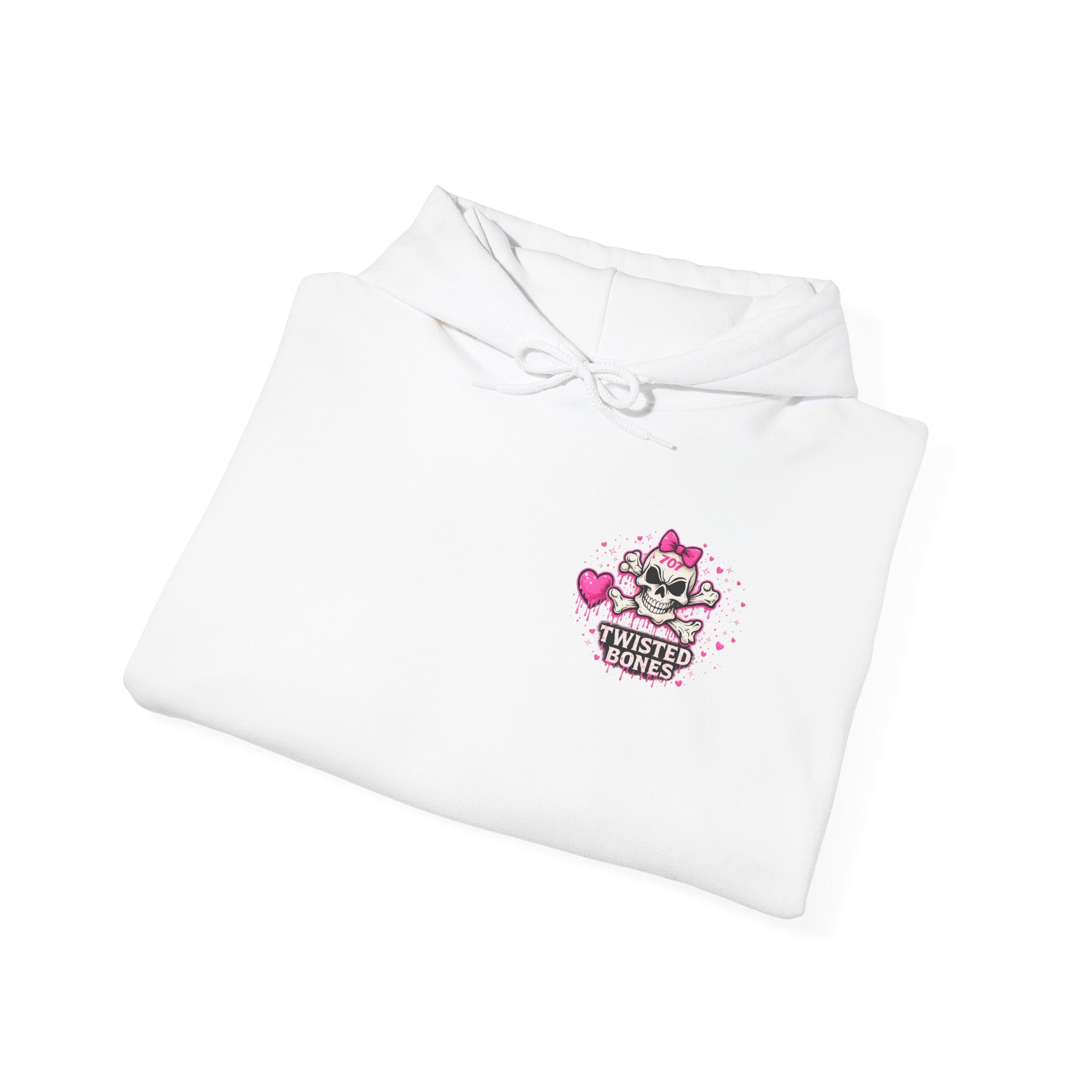 Twisted Bones Pink Skull Hoodie — Cute Gothic Skull Sweatshirt