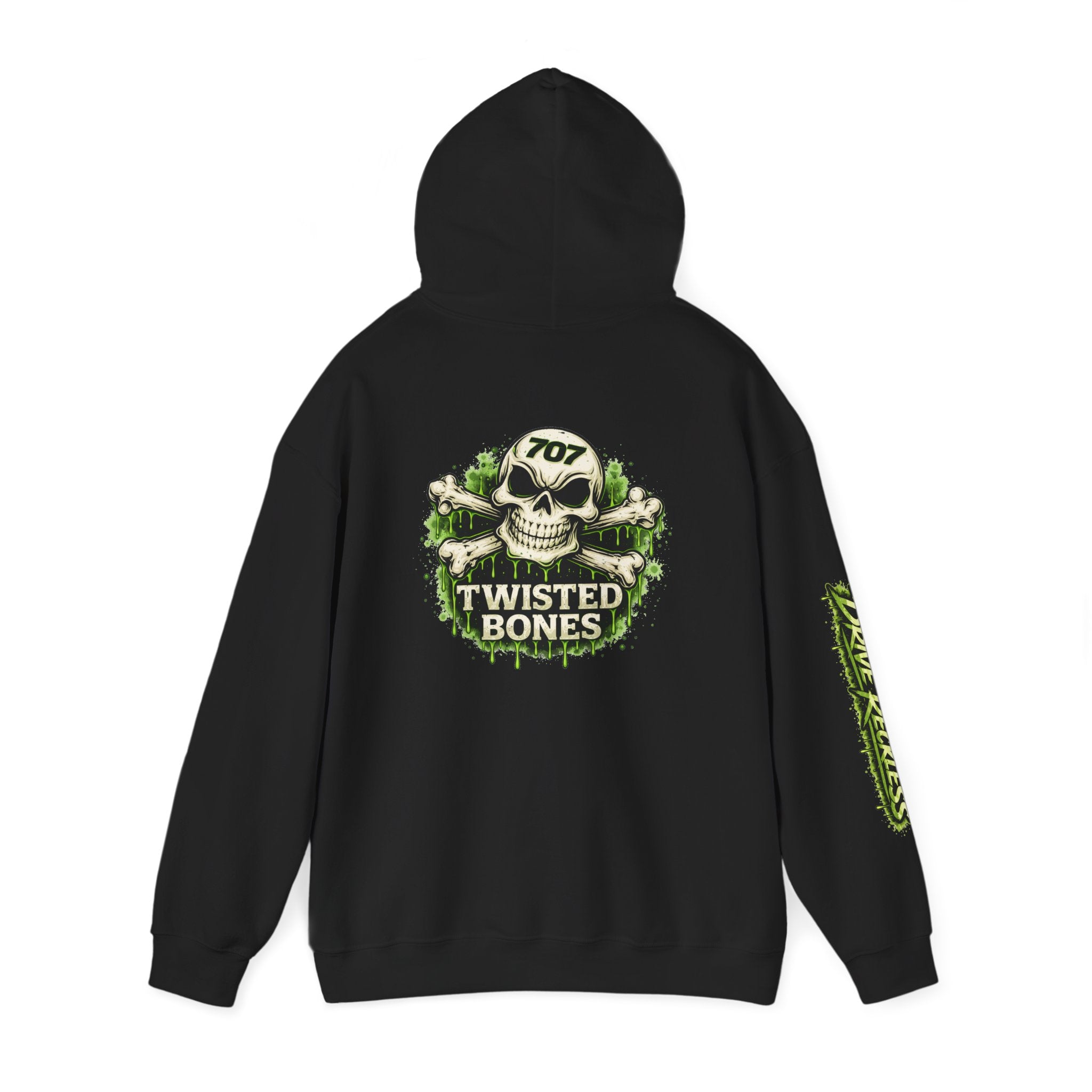 Skull Hoodie - 'Twisted Bones' Green Skull Logo Pullover