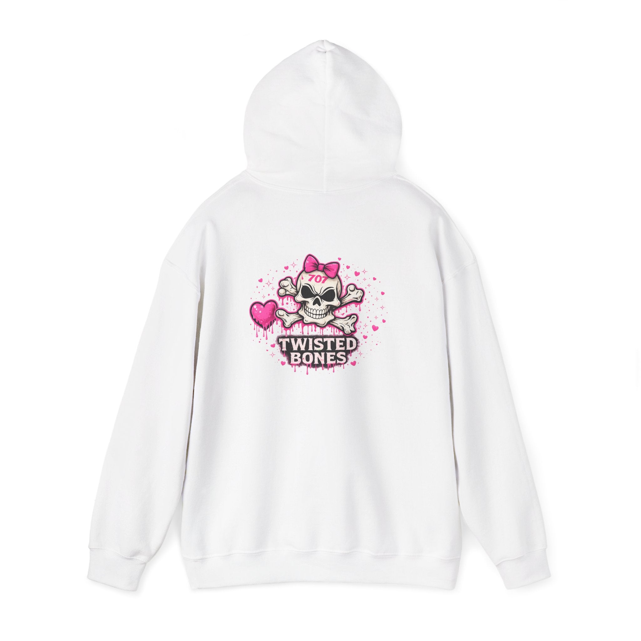 Twisted Bones Pink Skull Hoodie — Cute Gothic Skull Sweatshirt