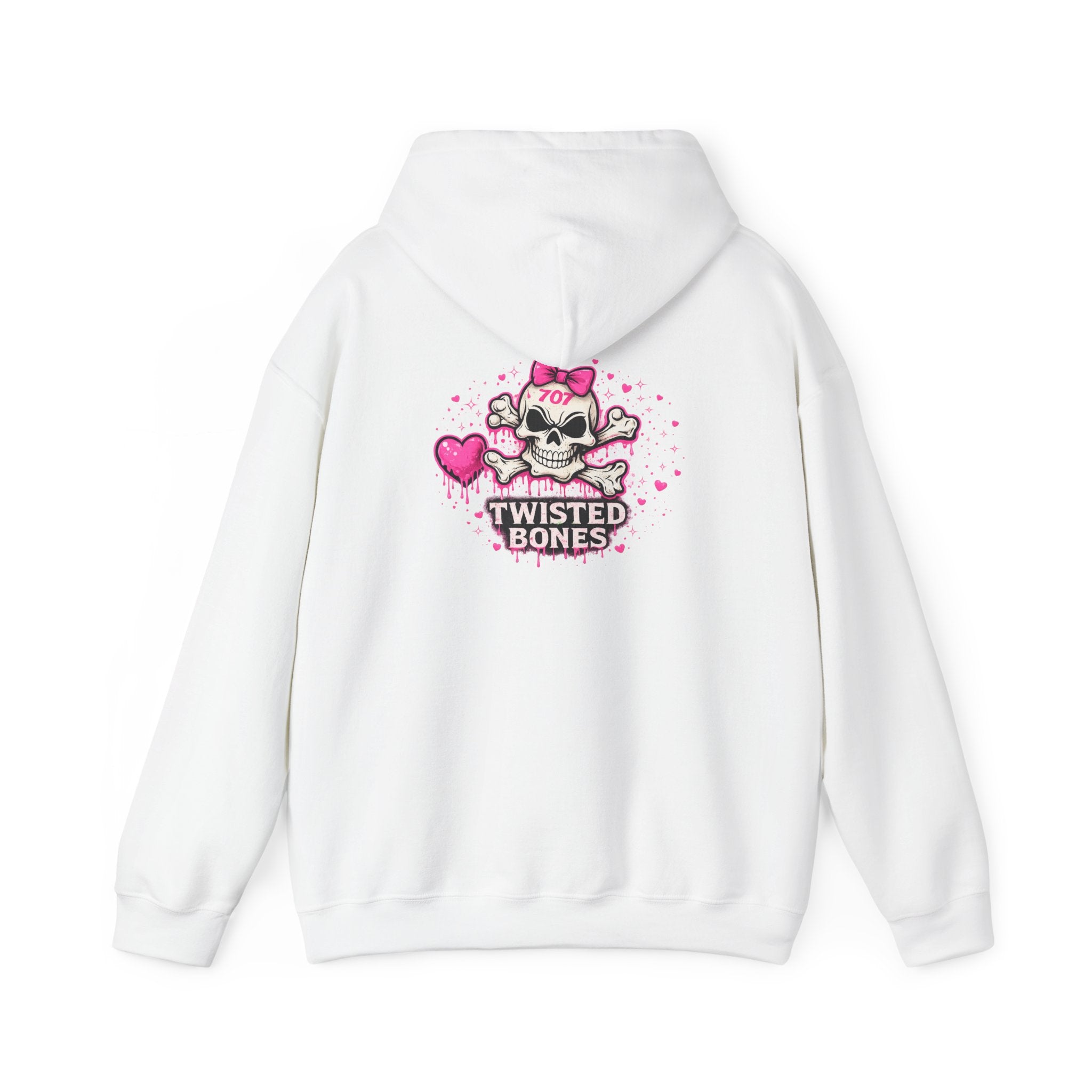 Twisted Bones Pink Skull Hoodie — Cute Gothic Skull Sweatshirt
