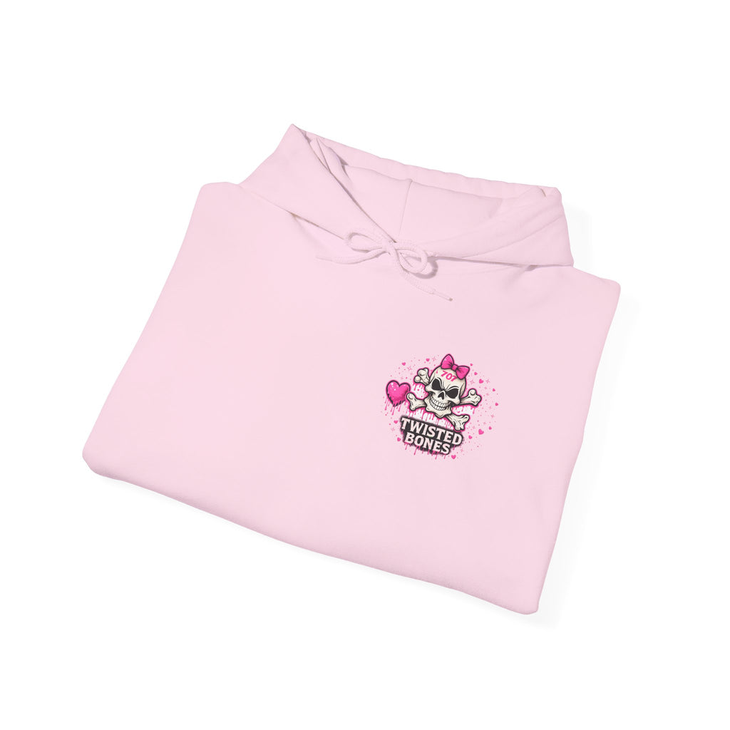 Twisted Bones Pink Skull Hoodie — Cute Gothic Skull Sweatshirt