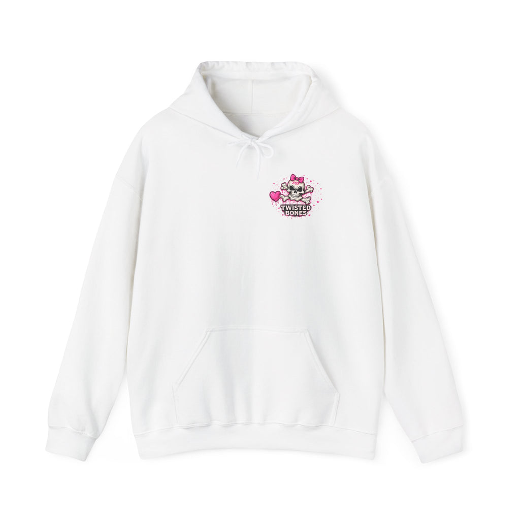 Twisted Bones Pink Skull Hoodie — Cute Gothic Skull Sweatshirt
