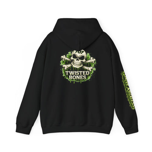 Skull Hoodie - 'Twisted Bones' Green Skull Logo Pullover